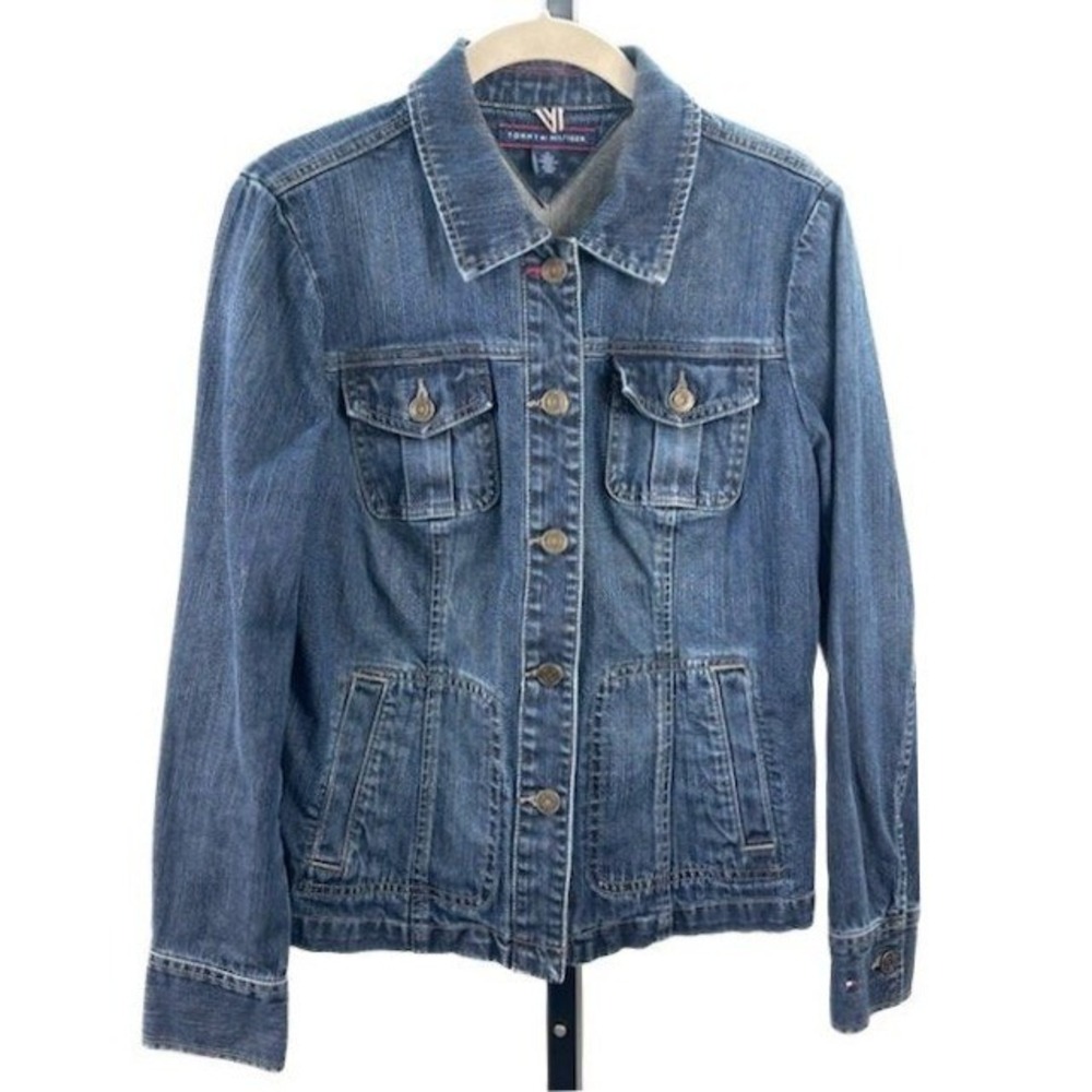 Tommy Hilfiger Women's Size Medium Blue Jean Classic Fit Denim Jacket Coat